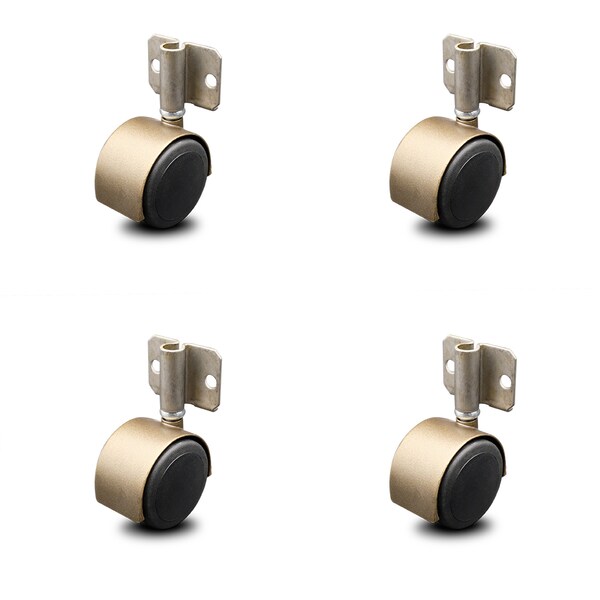 Service Caster 2.375 Inch Antique Brass Hooded Urethane Twin Wheel Caster with Side Mount Set SCC-GR02S60D-NYU-WA-716X78-CB180-4 - main